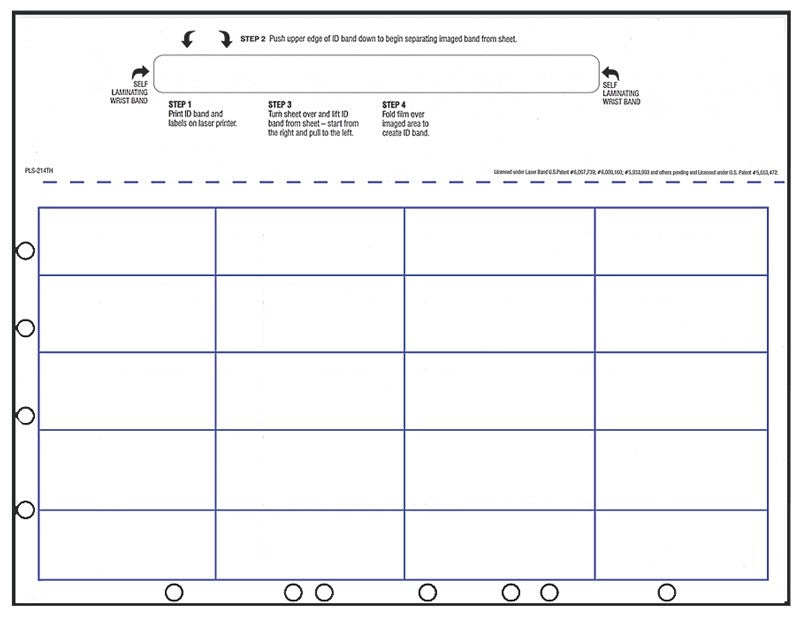 Medical Labels - Pediatric Patient Identification Laser Wristband, 8-1/2" x 11"