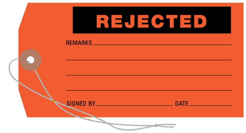 Medical Labels - Rejected Tag, 3-1/8" x 6-1/4"
