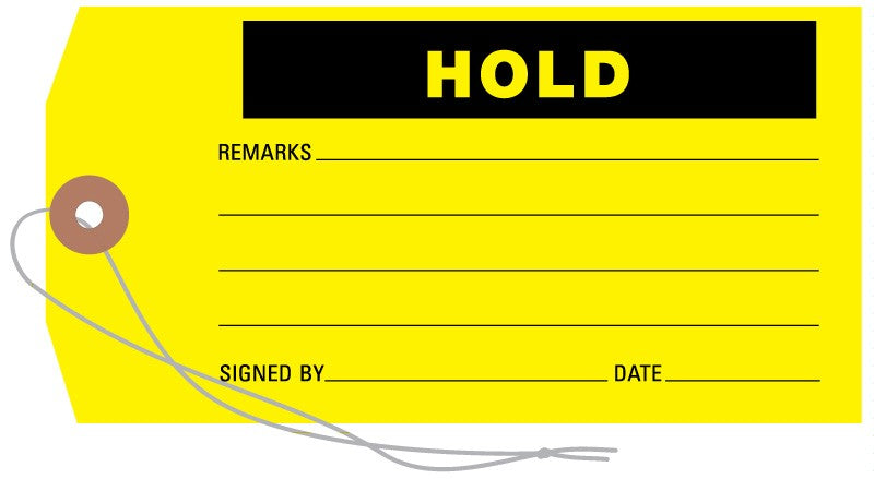 Medical Labels - Hold Tag, 3-1/8" x 6-1/4"