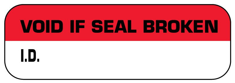 Medical Labels - White Tamper-Evident Void if Seal Broken Label, 1-1/2" x 1/2"