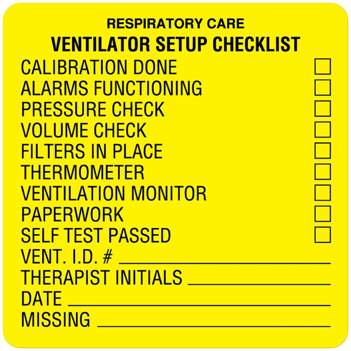 Medical Labels - Respiratory Care Label, 2-1/2" x 2-1/2"