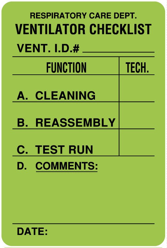 Medical Labels - Ventilator Label, 2" x 3"
