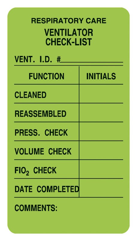 Medical Labels - Ventilator Label, 2" x 3"
