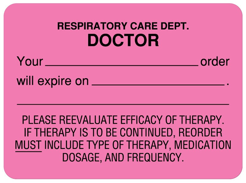 Medical Labels - Respiratory Care Label, 2-3/8" x 1-3/4"