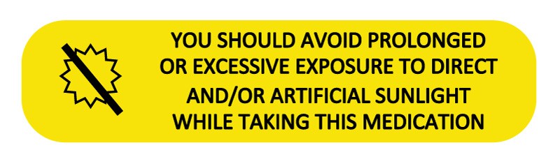 Medical Labels - YOU SHOULD AVOID SUNLIGHT, Medication Instruction Label, 1-5/8" x 3/8"