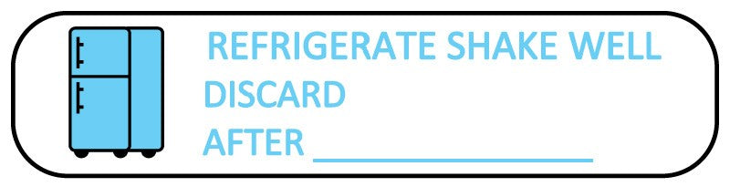 Medical Labels - REFRIGERATE AND SHAKE WELL, Medication Instruction Label, 1-5/8" x 3/8"
