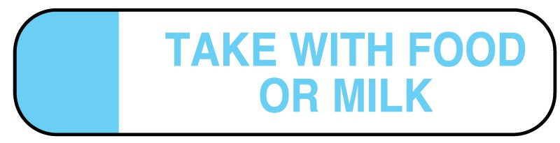 Medical Labels - TAKE W/ FOOD MILK, Medication Instruction Label, 1-5/8" x 3/8"
