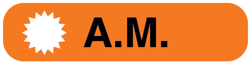 Medical Labels - A.M., Medication Instruction Label, 1-5/8" x 3/8"