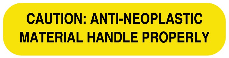 Medical Labels - CAUTION ANTI-NEOPLASTIC MATERIAL, Medication Instruction Label, 1-5/8" x 3/8"