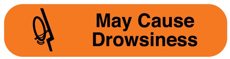 Medical Labels - MAY CAUSE DROWSINESS, Medication Instruction Label, 1-5/8" x 3/8"