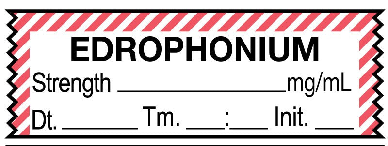 Medical Labels - Anesthesia Tape, Edrophonium mg/mL, Date Time Initial, 1-1/2" x 1/2"