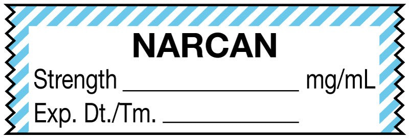 Medical Labels - Anesthesia Tape, Narcan mg/mL, 1-1/2" x 1/2"