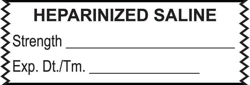 Medical Labels - Anesthesia Tape, Heparanized Saline, 1-1/2" x 1/2"