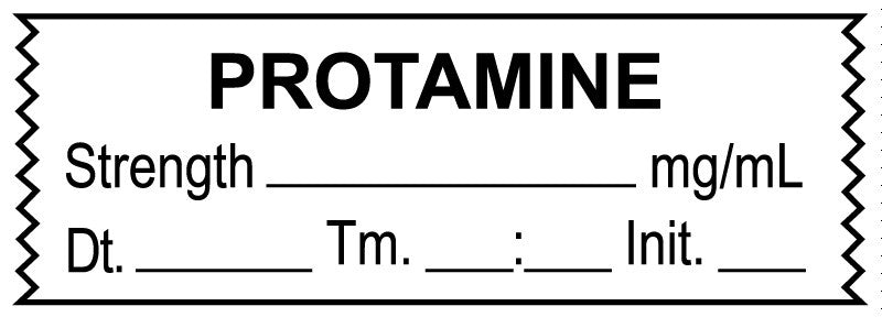 Medical Labels - Anesthesia Tape, Protamine mg/mL, Date Time Initial, 1-1/2" x 1/2"