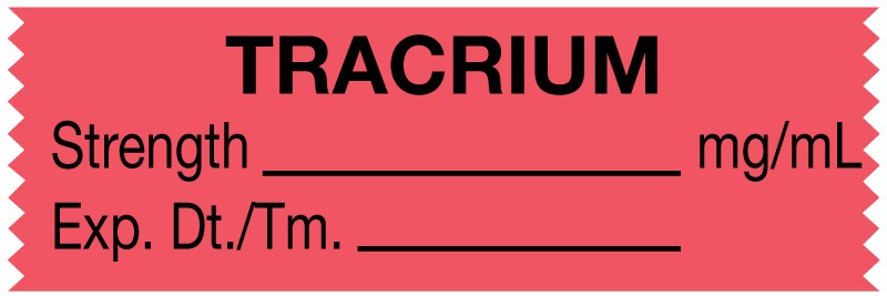Medical Labels - Anesthesia Tape, Tracurium mg/mL, 1-1/2" x 1/2"