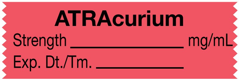 Medical Labels - Anesthesia Tape, ATRAcurium mg/mL, 1-1/2" x 1/2"