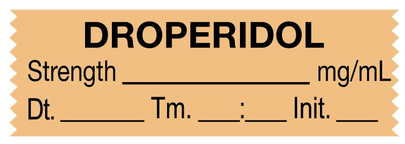 Medical Labels - Anesthesia Tape, Droperidol mg/mL, Date Time Initial, 1-1/2" x 1/2"