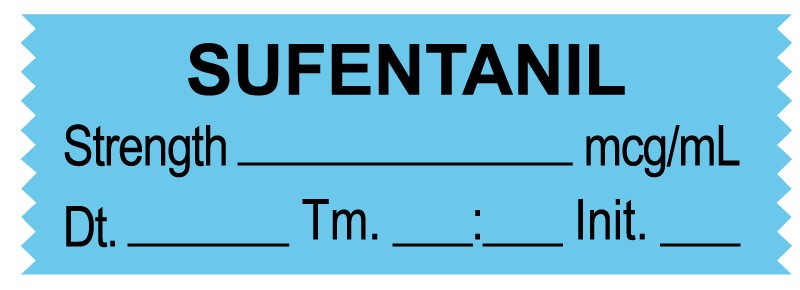 Medical Labels - Anesthesia Tape, Sufentanil mcg/mL, Date Time Initial, 1-1/2" x 1/2"