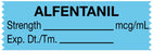 Medical Labels - Anesthesia Tape, Alfentanyl mcg/mL, 1-1/2" x 1/2"