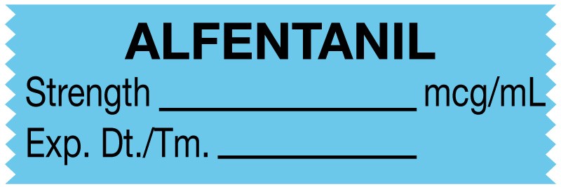 Medical Labels - Anesthesia Tape, Alfentanyl mcg/mL, 1-1/2" x 1/2"