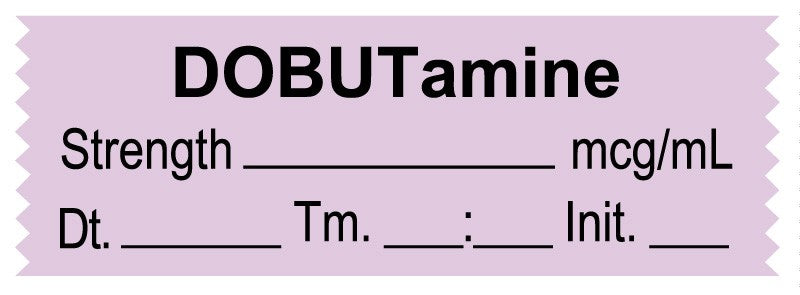 Medical Labels - Anesthesia Tape, Dobutamine mcg/mL, Date Time Initial, 1-1/2" x 1/2"