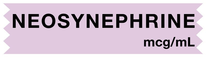 Medical Labels - Anesthesia Tape, Neosynephrine mcg/mL, 1" x 1/2"
