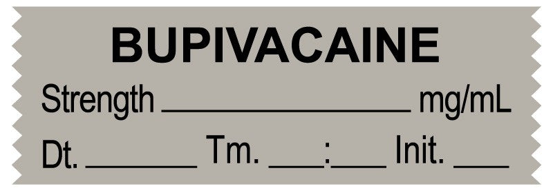 Medical Labels - Anesthesia Tape, Bupivacaine mg/mL, Date Time Initial, 1-1/2" x 1/2"