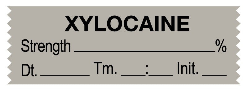 Medical Labels - Anesthesia Tape, Xylocaine % Date Time Initial, 1-1/2" x 1/2"
