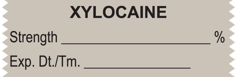 Medical Labels - Anesthesia Tape, Xylocaine %, 1-1/2" x 1/2"