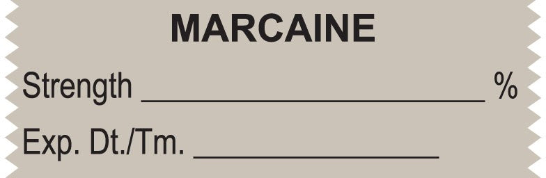 Medical Labels - Anesthesia Tape, Marcaine %, 1-1/2" x 1/2"