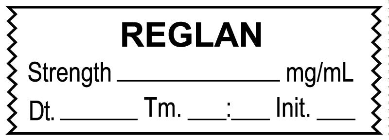 Medical Labels - Anesthesia Tape, Reglan mg/mL, Date Time Initial, 1-1/2" x 1/2"