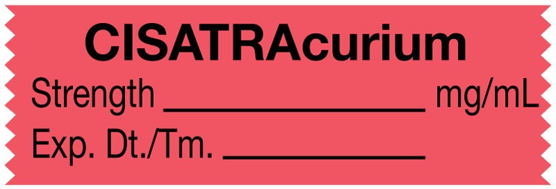 Medical Labels - Anesthesia Tape, CISATRAcurium mg/mL, 1-1/2" x 1/2"