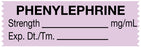 Medical Labels - Anesthesia Tape, Phenylephrine mg/mL, 1-1/2" x 1/2"