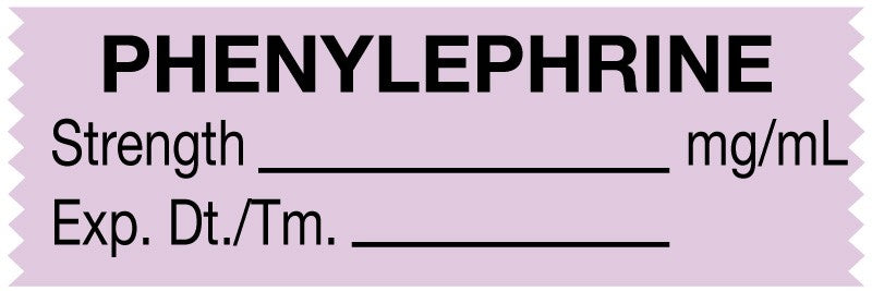 Medical Labels - Anesthesia Tape, Phenylephrine mg/mL, 1-1/2" x 1/2"