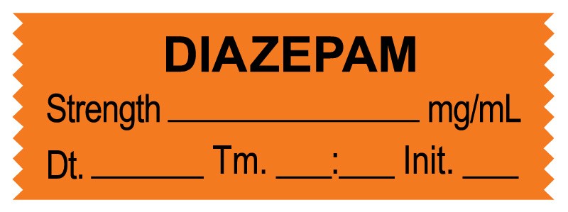 Medical Labels - Anesthesia Tape, Diazepam mg/mL, Date Time Initial, 1-1/2" x 1/2"