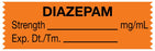 Medical Labels - Anesthesia Tape, Diazepam mg/mL, 1-1/2" x 1/2"