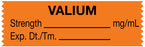Medical Labels - Anesthesia Tape, Valium mg/mL, 1-1/2" x 1/2"