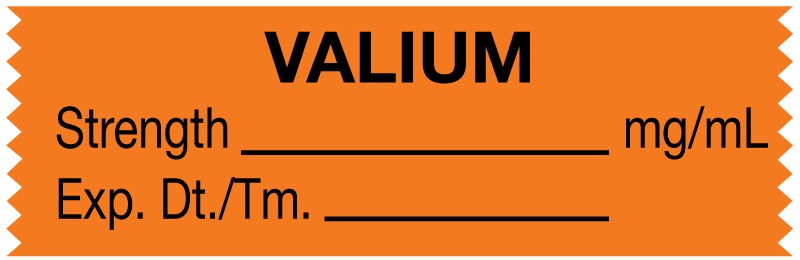 Medical Labels - Anesthesia Tape, Valium mg/mL, 1-1/2" x 1/2"