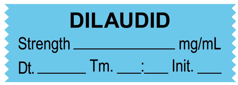Medical Labels - Anesthesia Tape, Dilaudid mg/mL, Date Time Initial, 1-1/2" x 1/2"