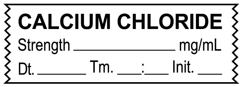 Medical Labels - Anesthesia Tape, Calcium Chloride mg/mL, Date Time Initial, 1-1/2" x 1/2"