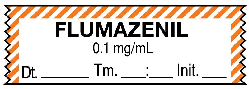 Medical Labels - Anesthesia Tape, Flumazenil 0.1 mg/mL, Date Time Initial, 1-1/2" x 1/2"