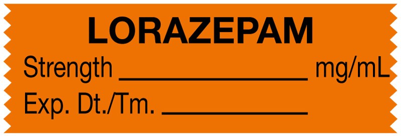 Medical Labels - Anesthesia Tape, Lorazepam mg/mL, 1-1/2" x 1/2"