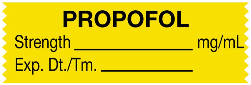 Medical Labels - Anesthesia Tape, Propofol mg/mL, 1-1/2" x 1/2"