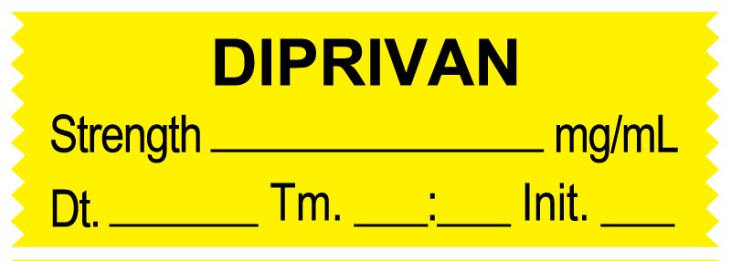 Medical Labels - Anesthesia Tape, DIPRIVAN mg/mL, DTI 1-1/2" x 1/2"