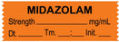 Medical Labels - Anesthesia Tape, Midazolam mg/mL, Date Time Initial, 1-1/2" x 1/2"