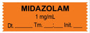 Medical Labels - Anesthesia Tape, Midazolam 1 mg/mL, Date Time Initial, 1-1/2" x 1/2"