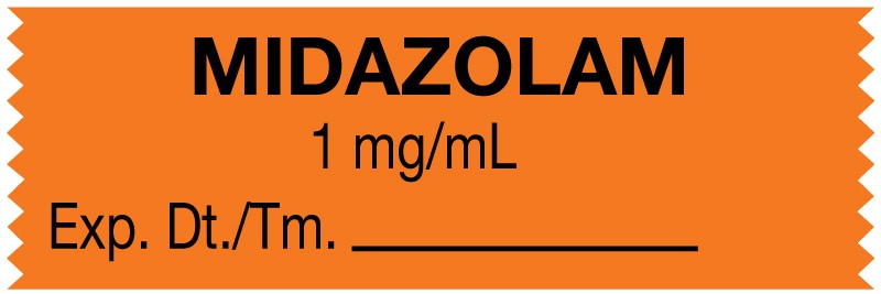 Medical Labels - Anesthesia Tape, Midazolam 1 mg/mL, 1-1/2" x 1/2"