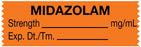 Medical Labels - Anesthesia Tape, Midazolam mg/mL, 1-1/2" x 1/2"
