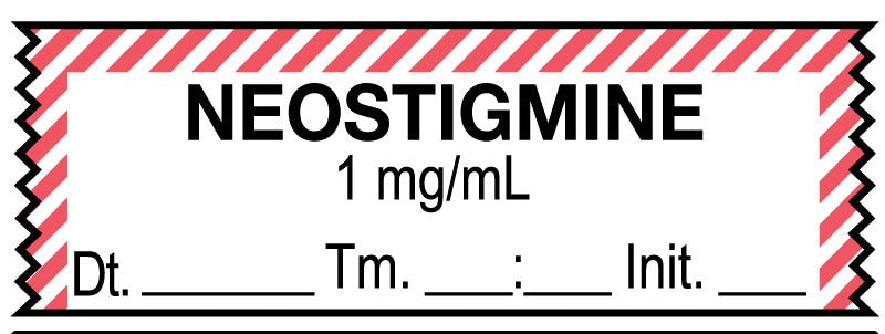 Medical Labels - Anesthesia Tape, Neostigmine 1 mg/mL, Date Time Initial, 1-1/2" x 1/2"