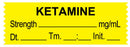 Medical Labels - Anesthesia Tape, KETAMINE mg/mL, DTI 1-1/2" x 1/2"